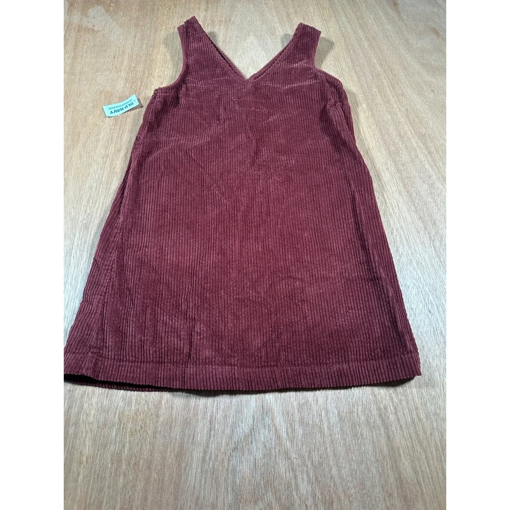 Old Navy Corduroy Jumper Girls Size M 8 Burgundy Button Front Pocket Dress NEW